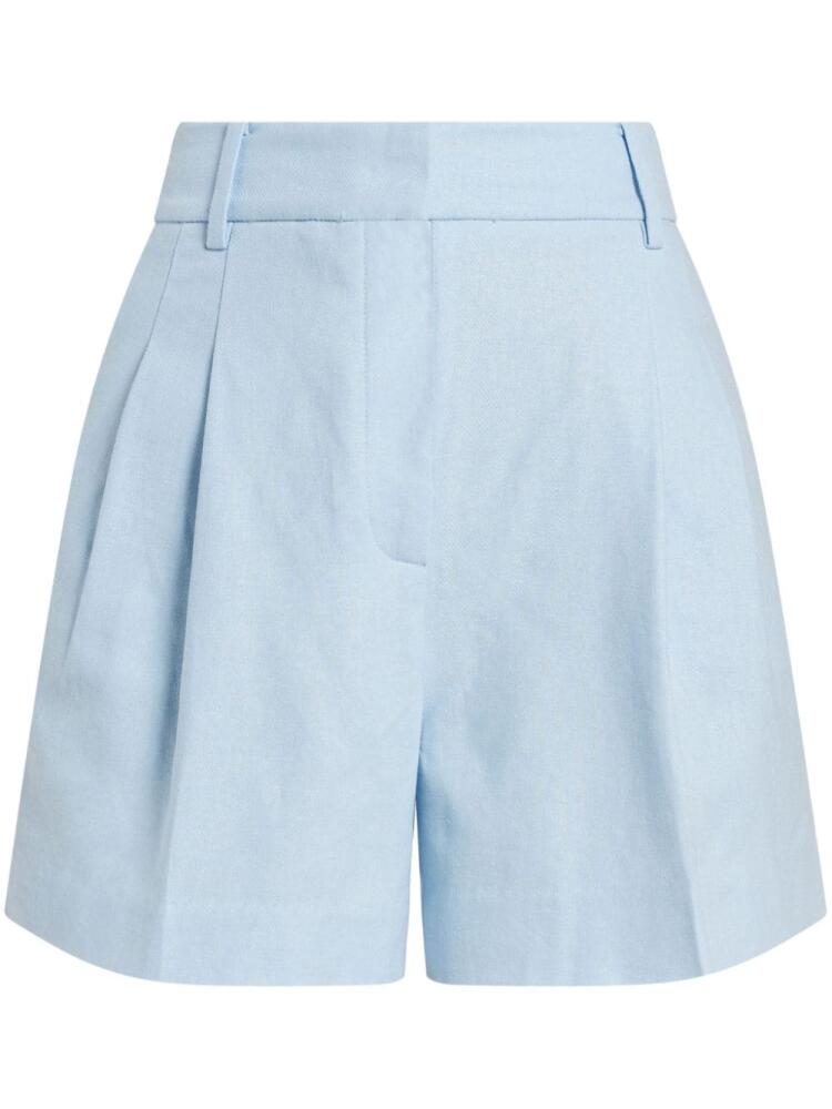 Michael Kors pleat-detailing linen-blend shorts - Blue Cover