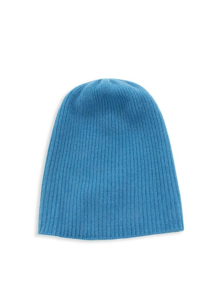 Portolano Men's Ribbed Cashmere Slouchy Beanie - Blue Cover