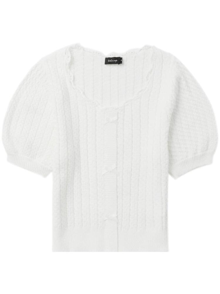 tout a coup cable-knit short-sleeve cardigan - White Cover