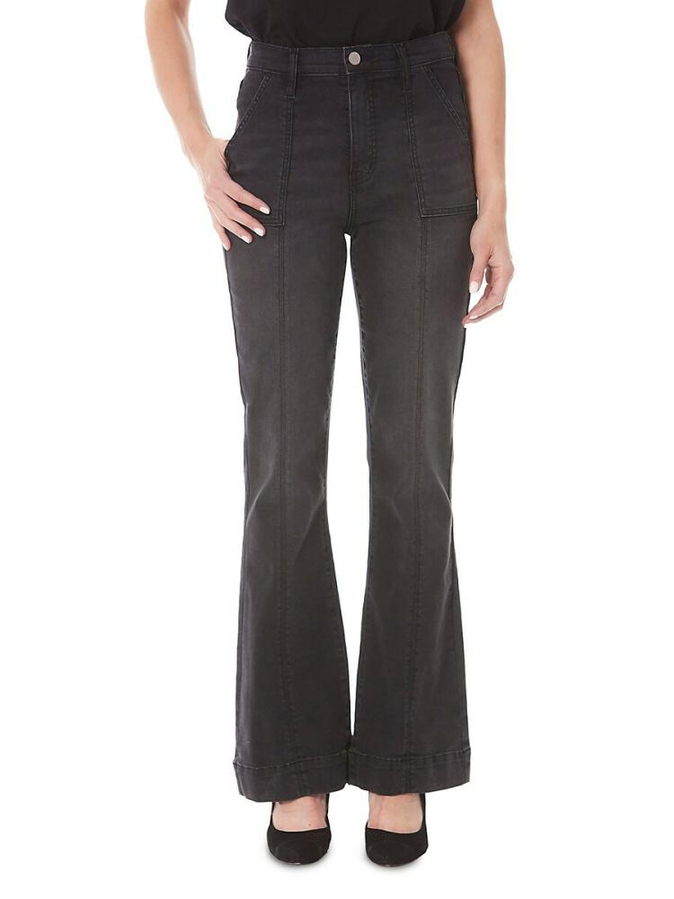 Nicole Miller Women's High Rise Cargo Flare Jeans - Black Cover