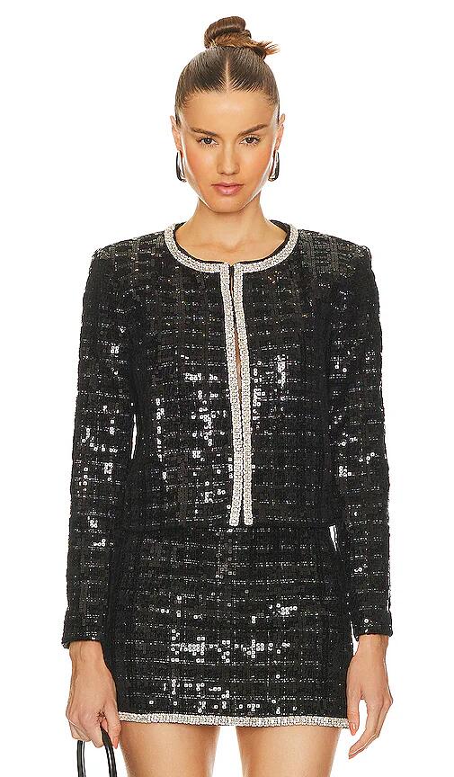 Alice + Olivia Kidman Sequin Tweed Jacket in Black Cover