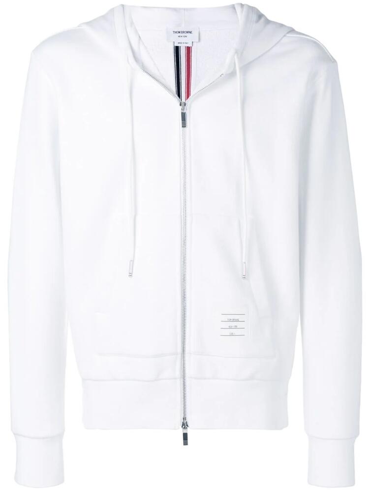 Thom Browne Center-Back Stripe Loopback Hoodie - White Cover