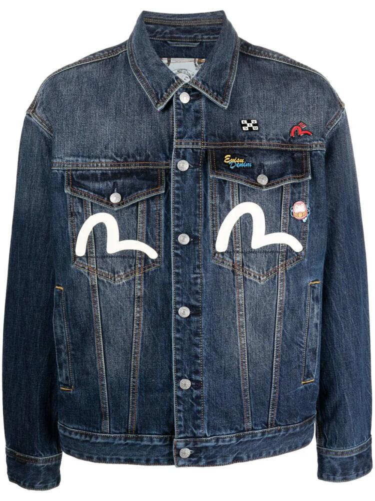 EVISU logo-print denim jacket - Blue Cover