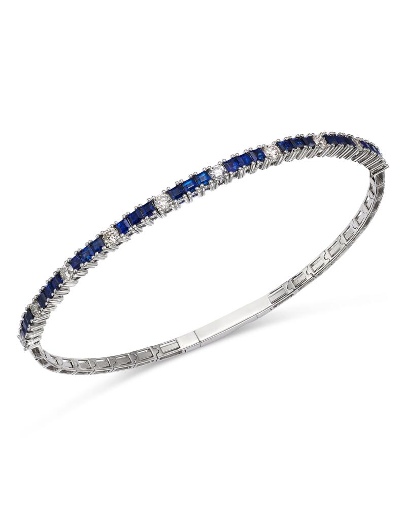 Bloomingdale's Fine Collection Sapphire & Diamond Bangle Bracelet in 14K White Gold Cover