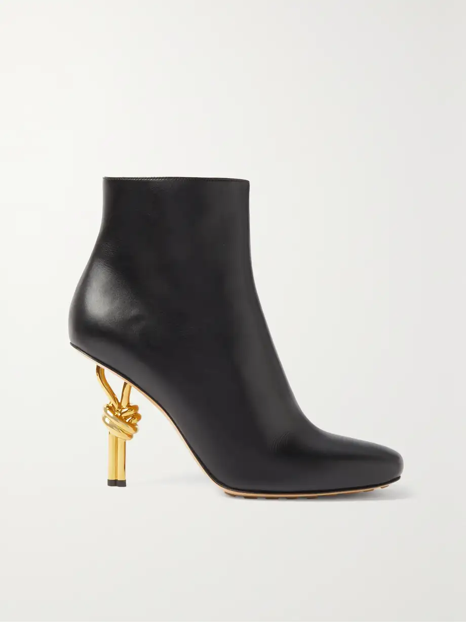 Bottega Veneta - Knot Leather Ankle Boots - Black Cover