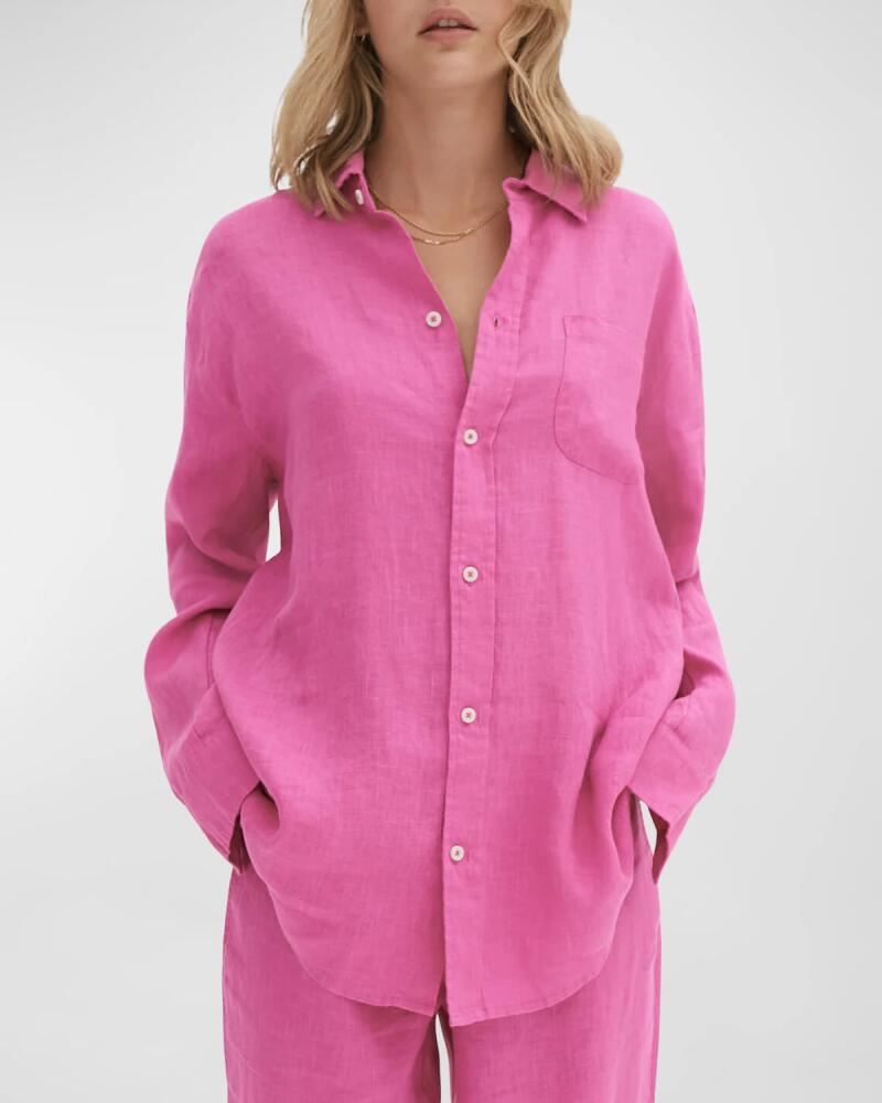 Desmond & Dempsey Oversized Linen Lounge Shirt Cover