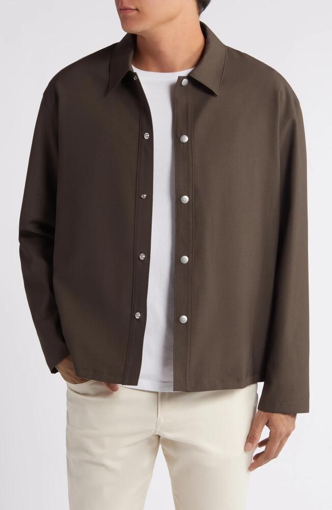 FRAME Snap-Up Wool Jacket in Brown Cover