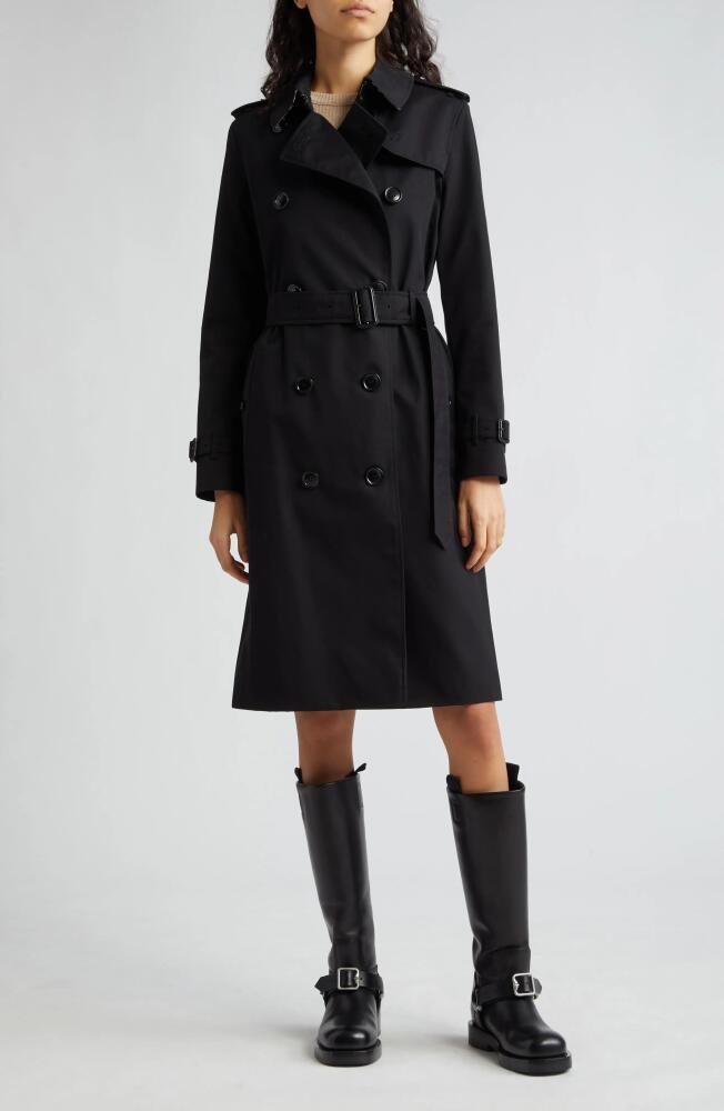 burberry Kensington Heritage Mid Length Trench Coat in Black Cover