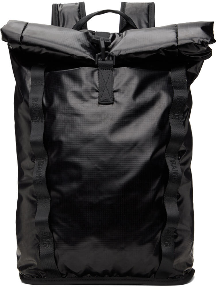 RAINS Black Sibu Rolltop Backpack Cover