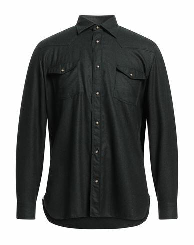 Giampaolo Man Shirt Dark green Virgin Wool Cover