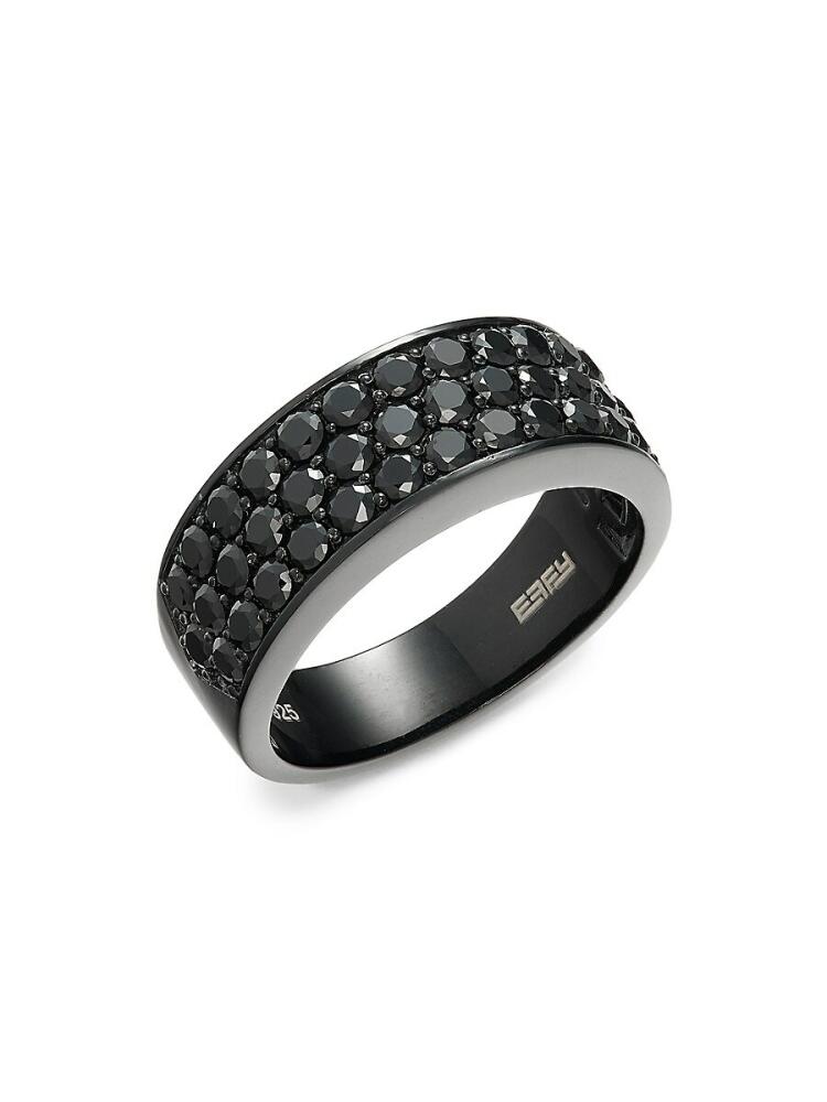 Effy Men's Rhodium Plated Sterling Silver & Black Spinel Band Cover