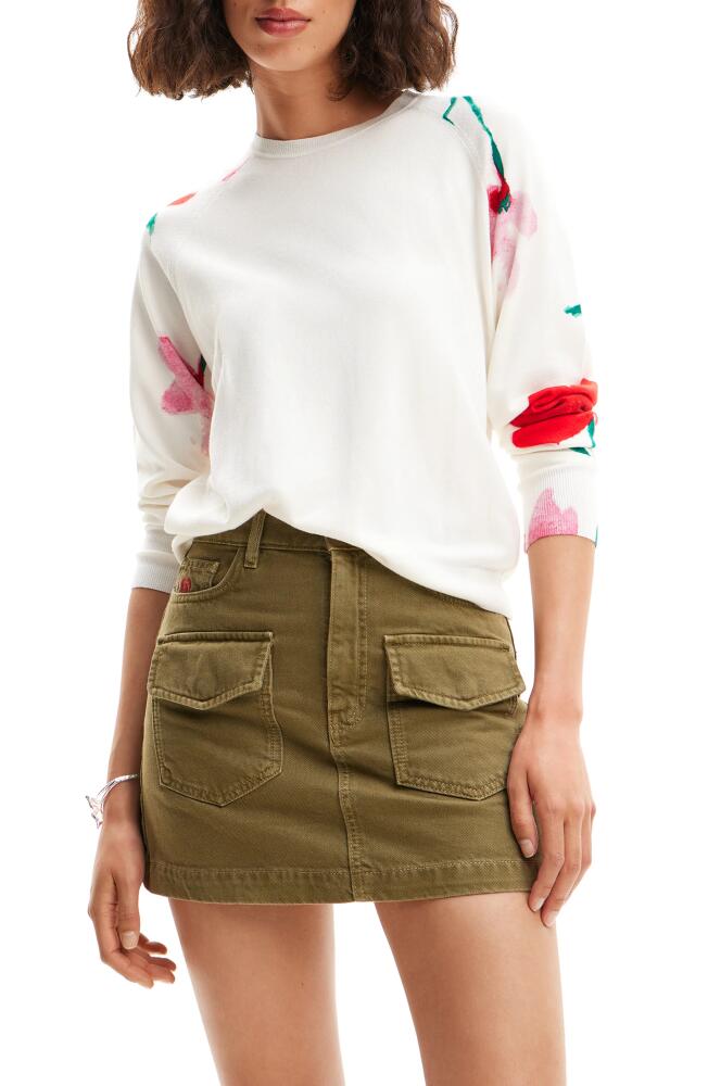 Desigual Watercolor Floral Pullover in White Cover