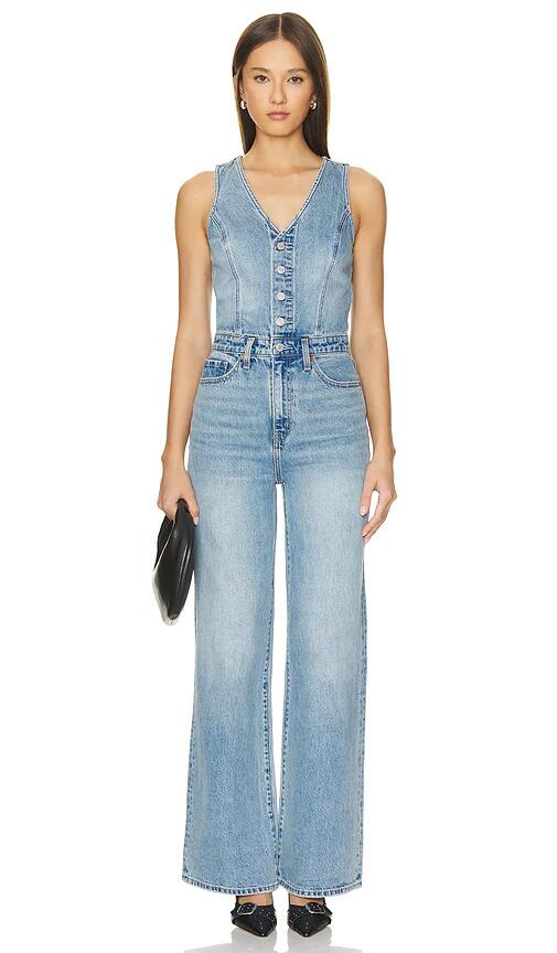 LEVI'S Denim Vest Wideleg Jumpsuit in Blue Cover