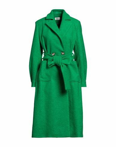 Vicolo Woman Coat Green Polyester Cover