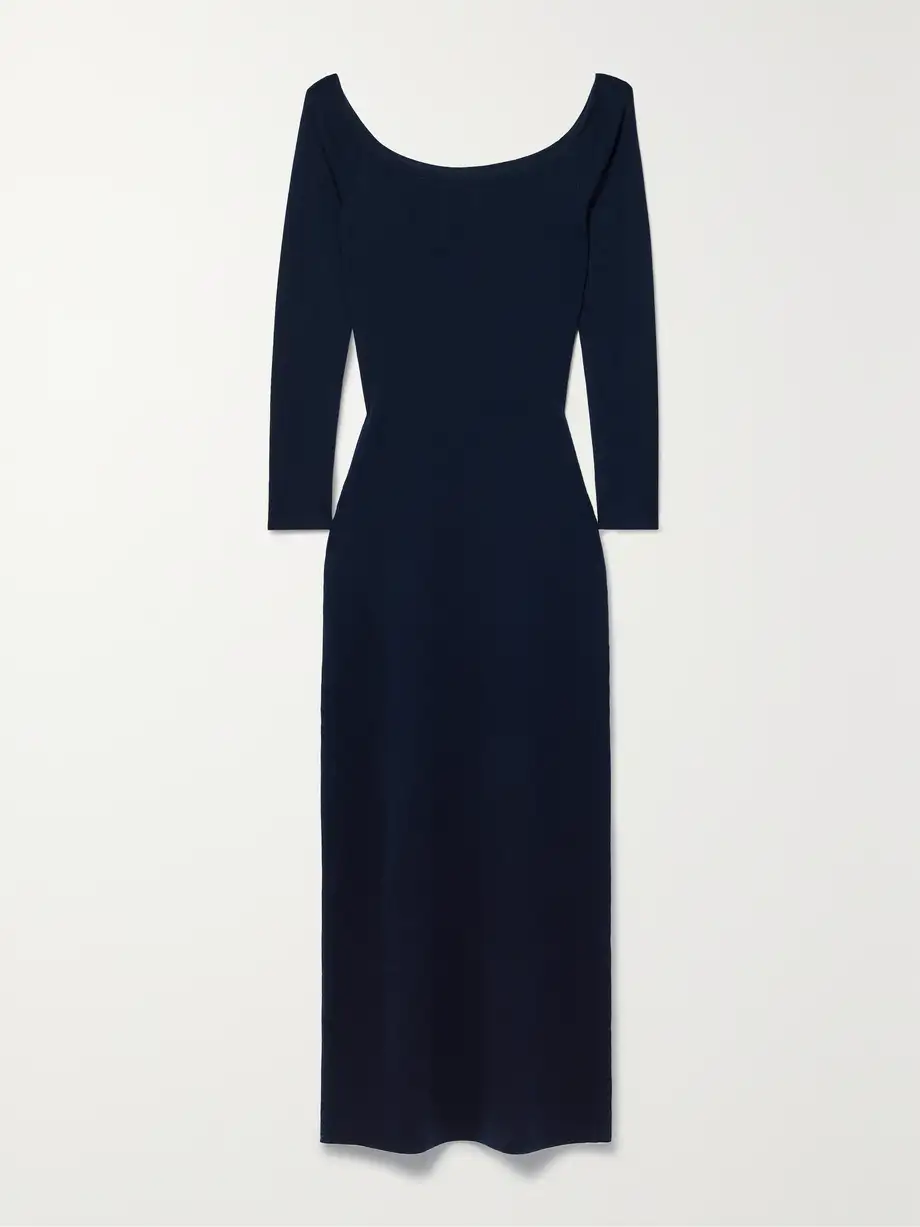 Gabriela Hearst - Selwyn Off-the-shoulder Wool And Cashmere-blend Midi Dress - Blue Cover