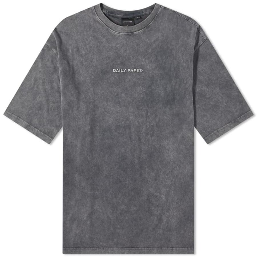 Daily Paper Mens Grey Flannel Roshon Overdyed T-Shirt Cover