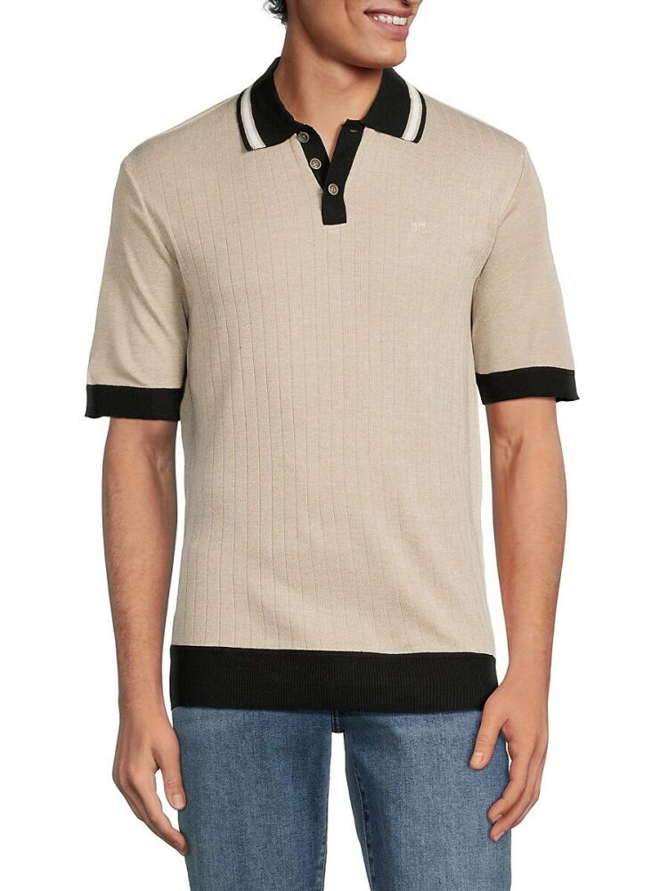 Joe's Jeans Men's Benito Tipped Ribbed Polo - Stone Cover