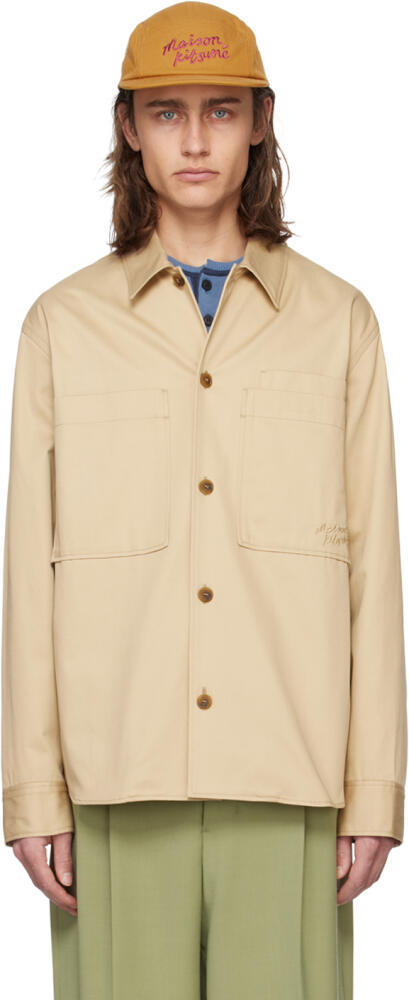 Maison Kitsuné Beige Embroidered Shirt Cover