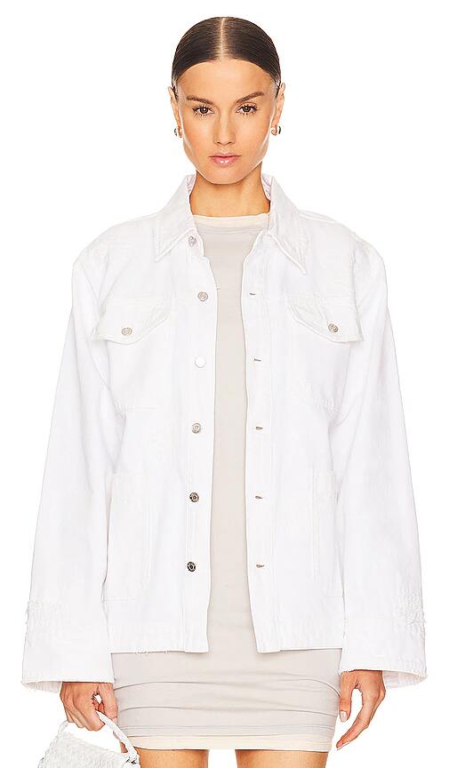 GRLFRND Jessie Body Drill Shirt Jacket in White Cover