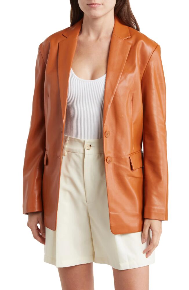 French Connection Crolenda Faux Leather Blazer in Leather Brown Cover