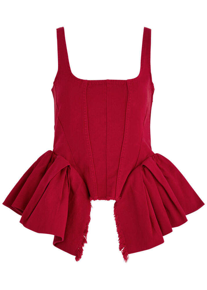 Marques' Almeida Flared Denim Corset top - Red Cover