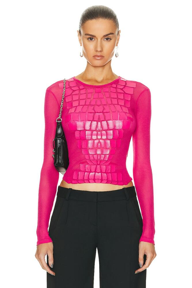 Dion Lee Crocskin Plastisol Long Sleeve Top in Fuchsia Cover