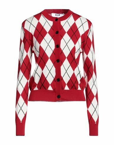 Msgm Woman Cardigan Red Virgin Wool Cover