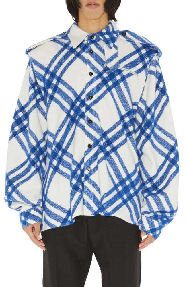 burberry Check Wool & Alpaca Blend Overshirt in Salt Ip Check Cover