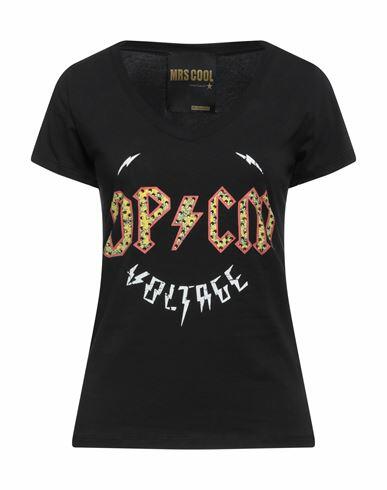 Brand Unique Woman T-shirt Black Cotton, Elastane Cover