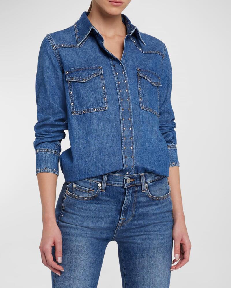 7 for all mankind Emilia Studded Denim Shirt Cover