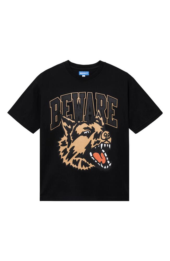 MARKET Classic Beware Graphic T-Shirt in Washed Black Cover