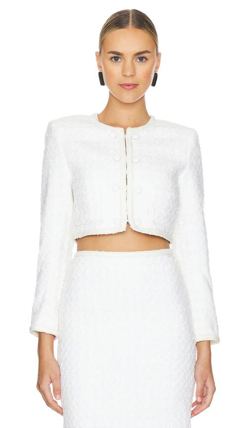 ROTATE Cropped Jacket in White Cover