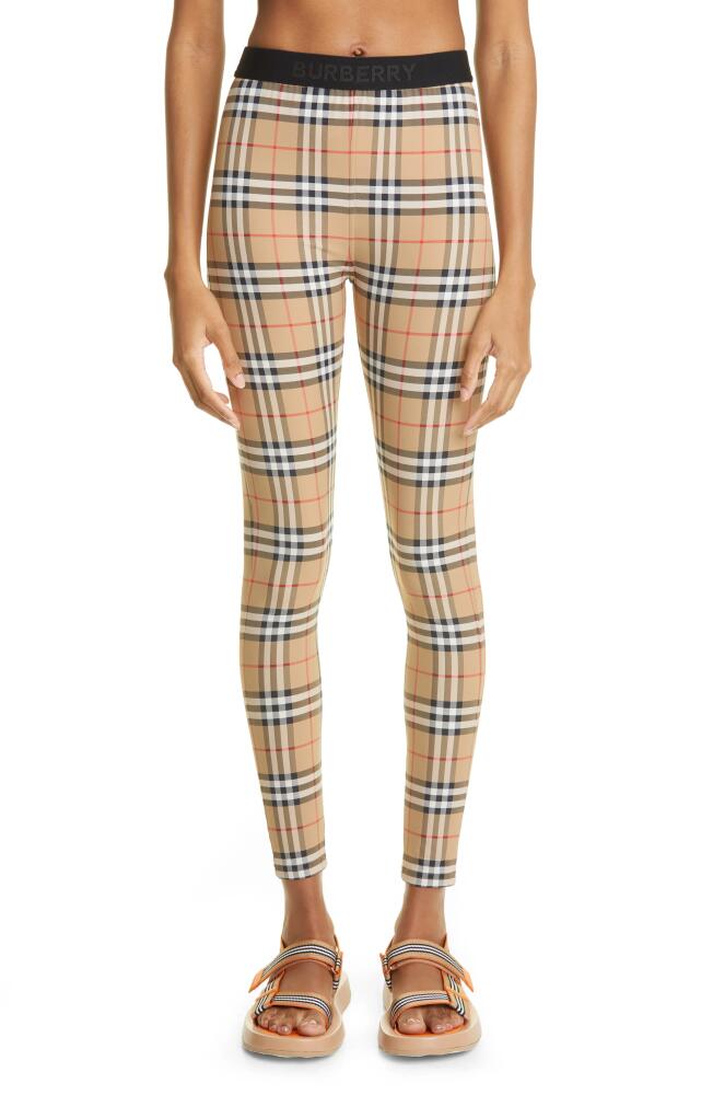 burberry Women's Belvoir Vintage Check Jersey Leggings in Archive Beige Ip Chk Cover