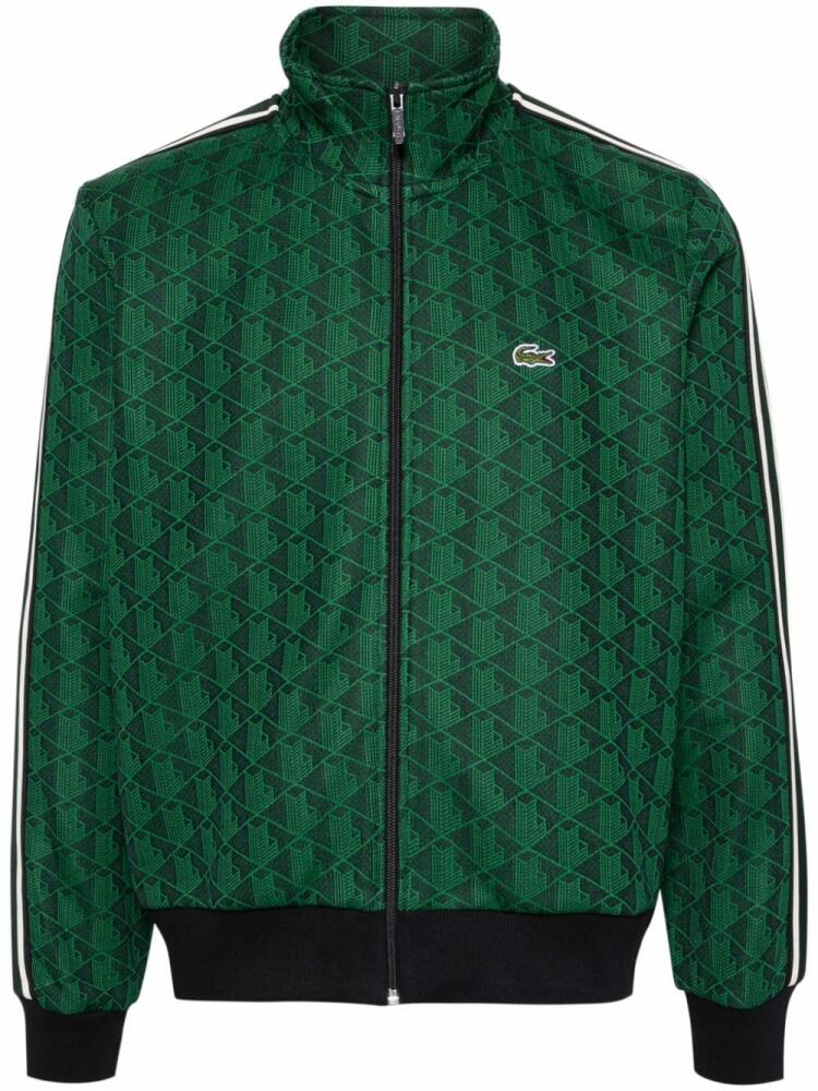 Lacoste monogram-jacquard zipped sweatshirt - Green Cover