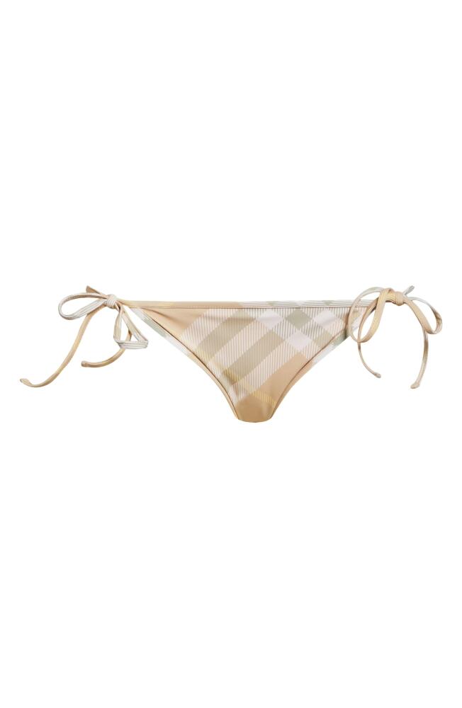 burberry Check String Bikini Bottoms in Flax Ip Check Cover