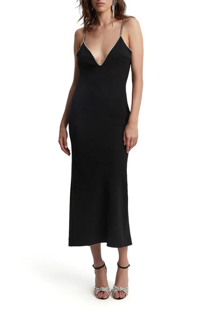 Bardot Vira Diamante Trim Cocktail Midi Dress in Black Cover