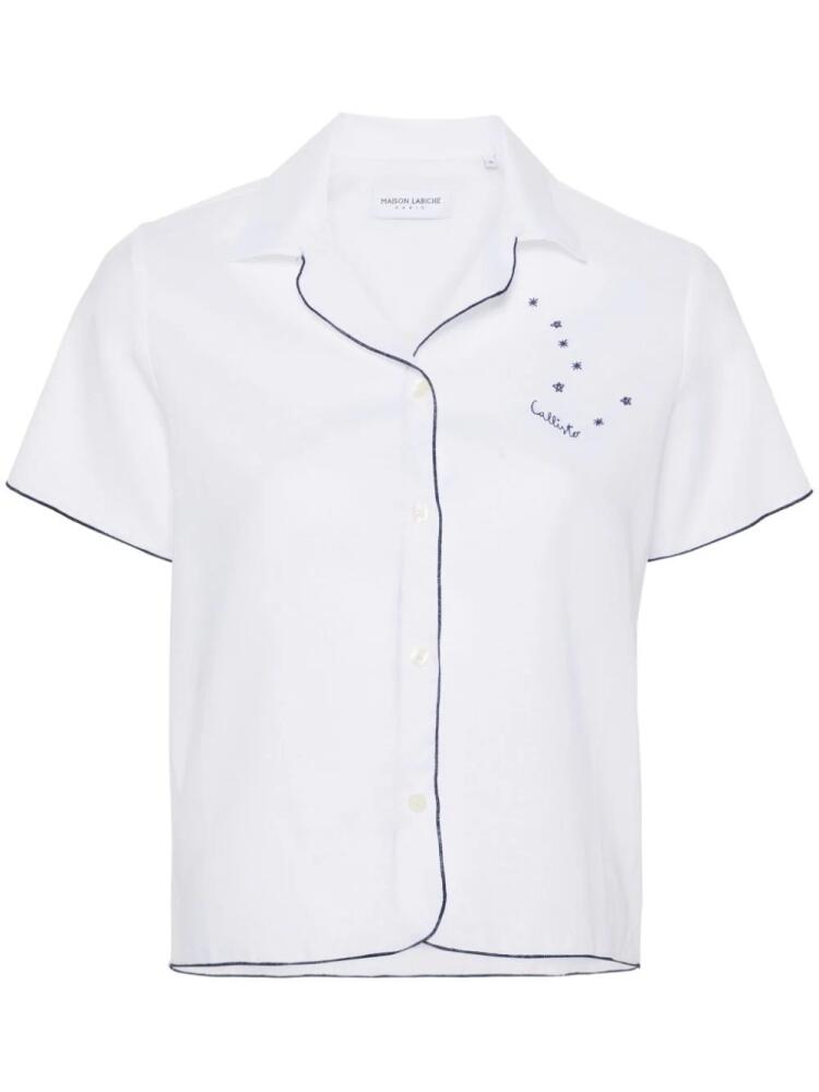 Maison Labiche contrast slogan-embroidered shirt - White Cover