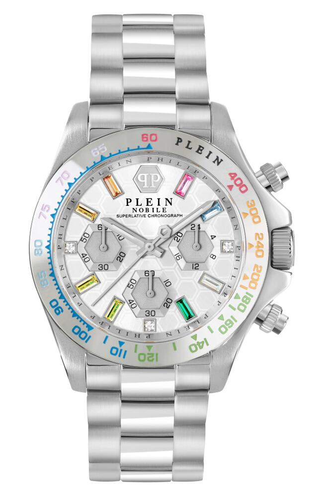 PHILIPP PLEIN Nobile Silicone Strap Chronograph Watch, 43mm in Stainless Steel Cover