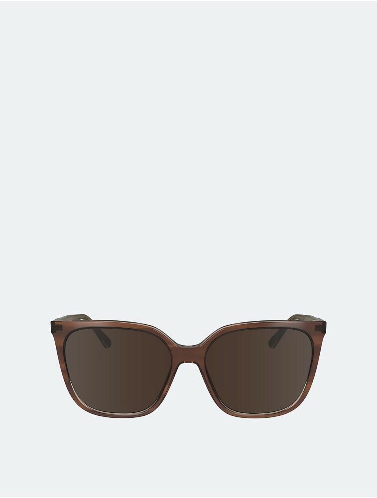 Calvin Klein Women's Acetate Modified Rectangle Gradient Sunglasses - Brown Cover