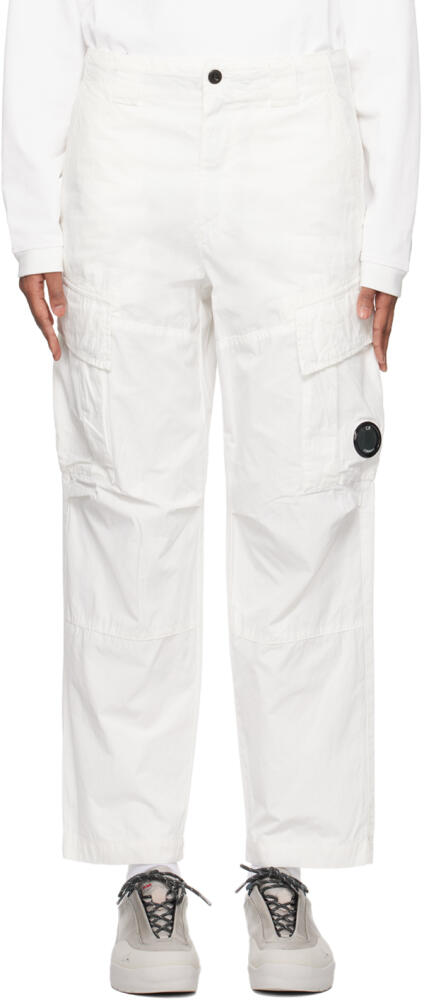 C.P. Company White Lens Cargo Pants Cover