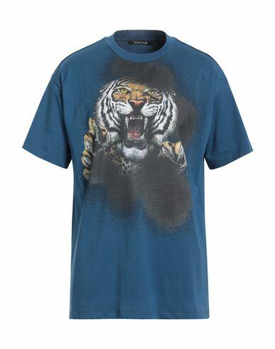 Roberto Cavalli Man T-shirt Blue Cotton Cover