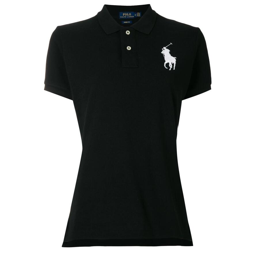 Polo Ralph Lauren Ladies Black Skinny Fit Big Pony Polo Shirt Cover