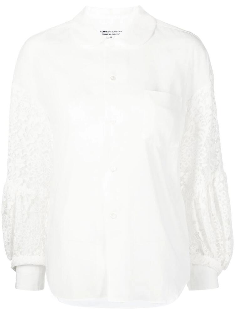 Comme Des Garçons Comme Des Garçons lace-sleeves cotton blouse - White Cover