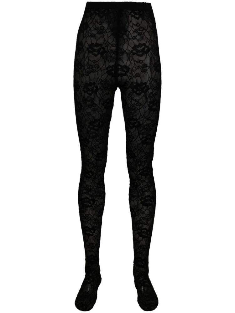 Saint Laurent lace-detailing stretch-design tights - Black Cover