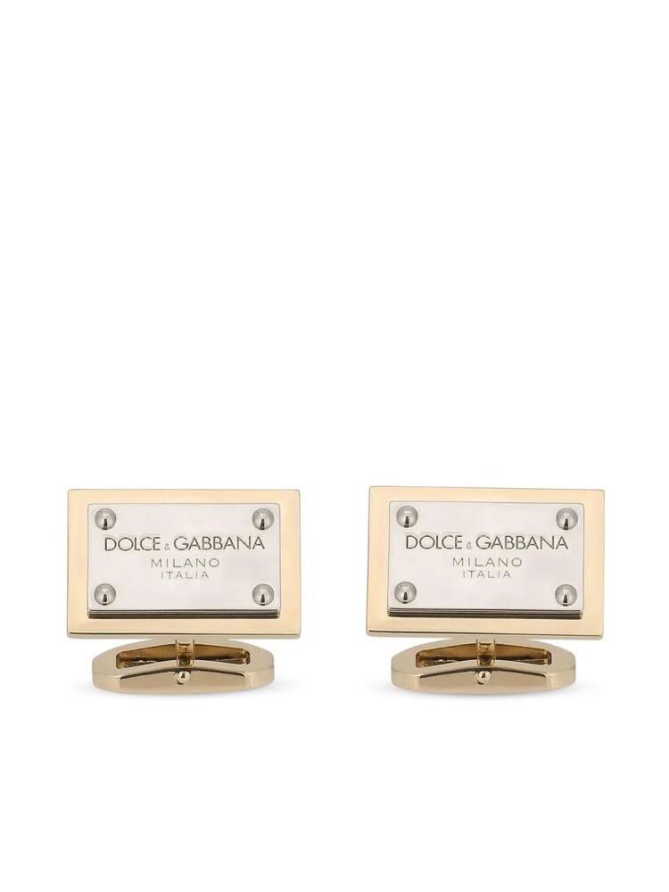 Dolce & Gabbana logo-tag square cufflinks - Gold Cover