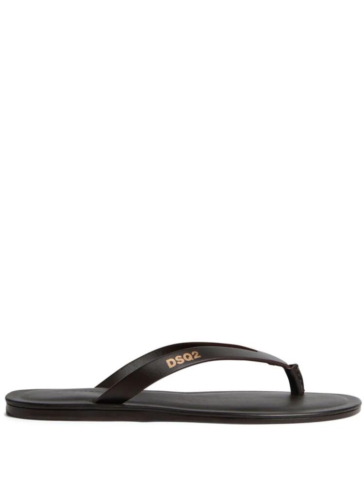 DSQUARED2 logo-print leather flip-flops - Brown Cover