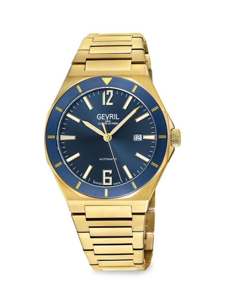 Gevril Men's High Line 43MM Swiss Automatic Ion Plated Goldtone Stainless Steel Watch Cover