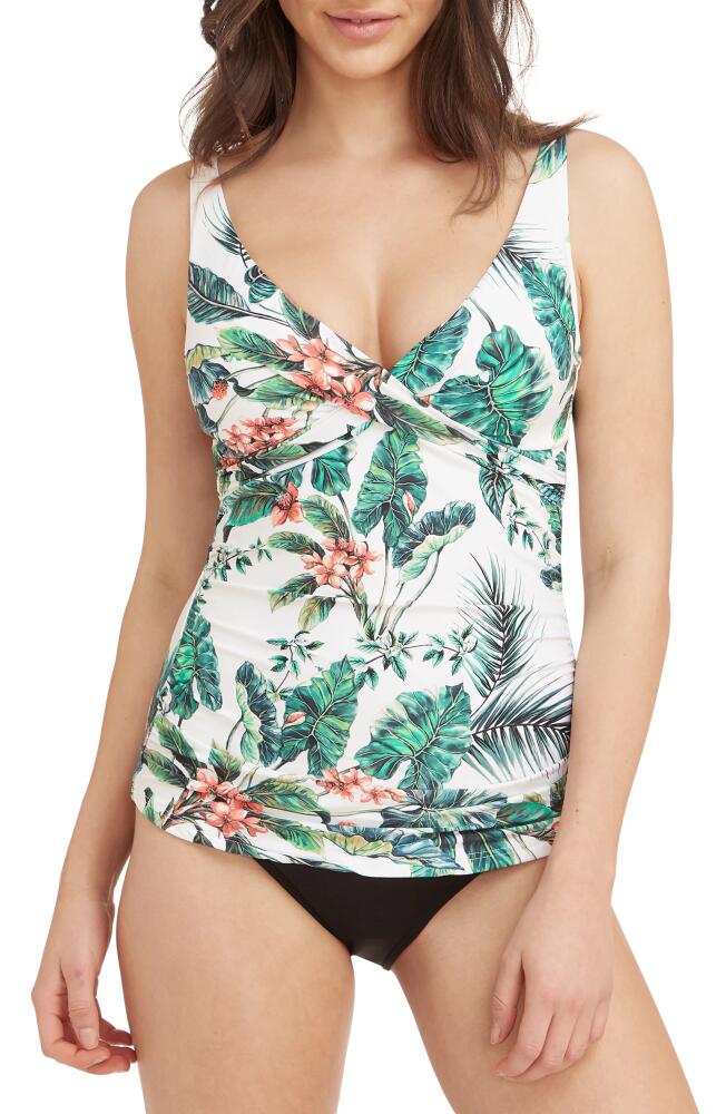 Sea Level Cross Front Multifit Tankini Top in White Cover