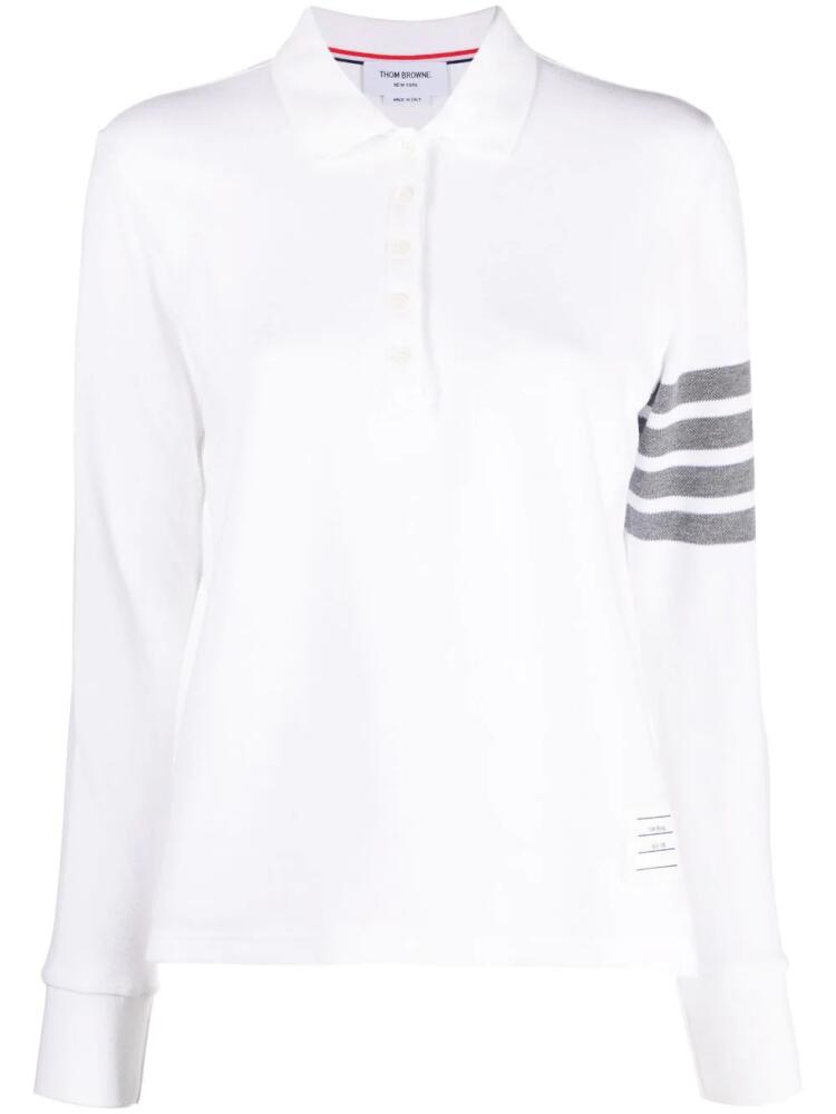 Thom Browne 4-Bar long-sleeved polo shirt - White Cover