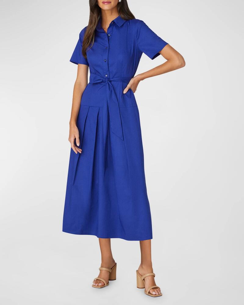 Shoshanna Melanie Pleated Cotton Poplin Midi Shirtdress Cover